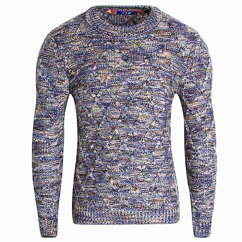 

Men's Basic Solid Colored Pullover Long Sleeve Plus Size Slim Regular Sweater Cardigans Round Neck Fall Winter Blue Orange