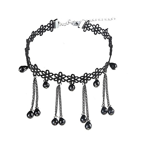 

Women's Choker Necklace Hollow Out Flower Ladies Stylish Classic Gothic Lace Alloy Black 315 cm Necklace Jewelry 1pc For Daily