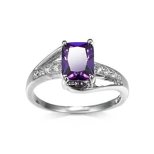 

Band Ring Synthetic Amethyst Stylish Purple Green Copper Rhinestone Creative Vertical / Gold bar Ladies Stylish Elegant 1pc 6 7 8 9 10 / Couple's / Cubic Zirconia / Solitaire