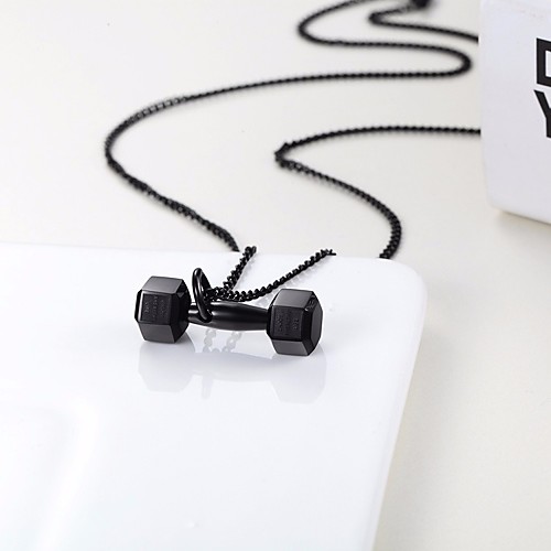 

Men's Pendant Necklace Chain Necklace ID Twisted Dumbbell Stylish Dangling Trendy Titanium Steel Black Silver Rose Gold 50 cm Necklace Jewelry 1pc For Gift Street