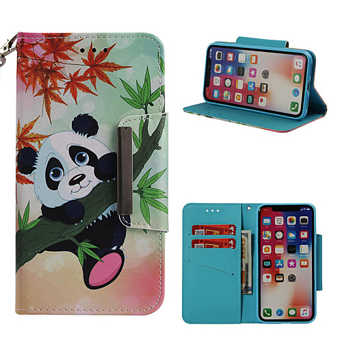 

Case For Apple iPhone X / iPhone 8 Plus / iPhone 8 Wallet / Card Holder / with Stand Full Body Cases Panda Hard PU Leather