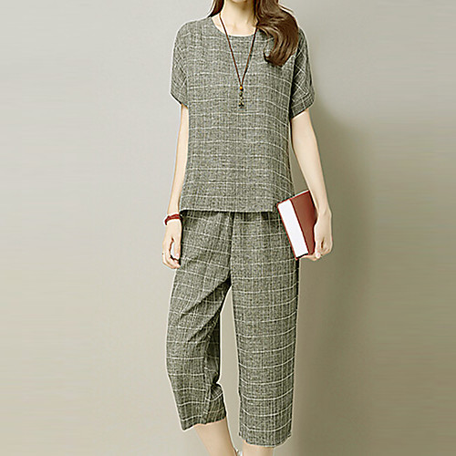 

Women's Geometric Daily Going out Work Two Piece Set T-shirt Pant Tops / Loose