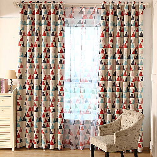 

Blackout Curtains Drapes Two Panels Kids Room Geometric 100% Polyester Printed