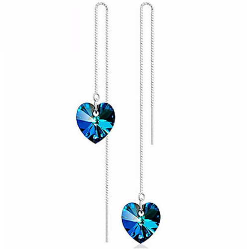 

Women's Sapphire Crystal Drop Earrings Dangle Earrings Hanging Earrings Stylish Long Link / Chain Heart Ladies Stylish Elegant Romantic Austria Crystal Earrings Jewelry Dark Blue For Masquerade Date