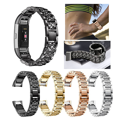 

Ремешок для часов для Fitbit Charge 2 Fitbit Спортивный ремешок / Дизайн украшения Нержавеющая сталь / Керамика Повязка на запястье