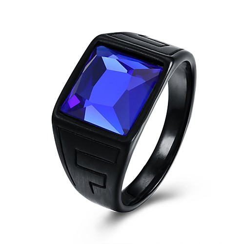 

Band Ring Sapphire Vintage Style Blue Glass Steel Stainless Creative Vintage Punk 1pc 9 10 / Men's