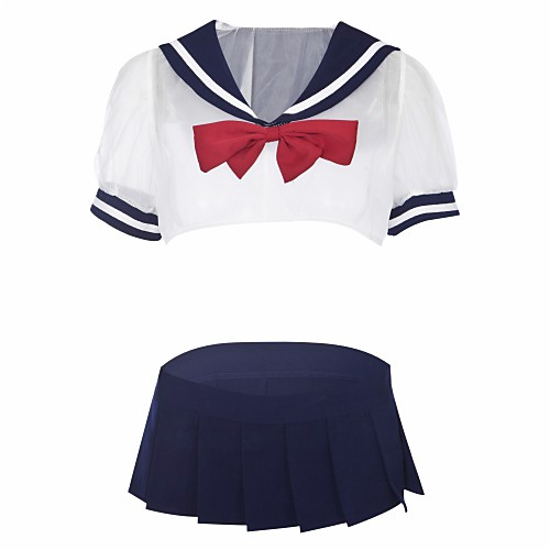 

Women's Sexy Uniforms & Cheongsams / Suits Nightwear - Lace / Cut Out, Cosplay Costumes Color Block / Patchwork White L XL XXL / V Neck