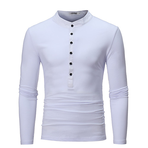 

Men's T shirt Shirt non-printing Solid Colored Long Sleeve Daily Tops Round Neck White Army Green Light Brown