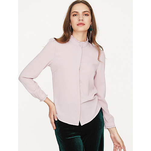 

Women's Shirt Solid Colored Modern Style Long Sleeve Daily Tops Cotton Chic & Modern White Blushing Pink Gray