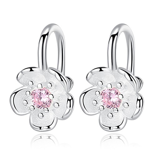 

Women's Clip on Earring Stylish Flower Ladies Fashion Sweet Imitation Diamond Earrings Jewelry Silver For Daily Date 1 Pair