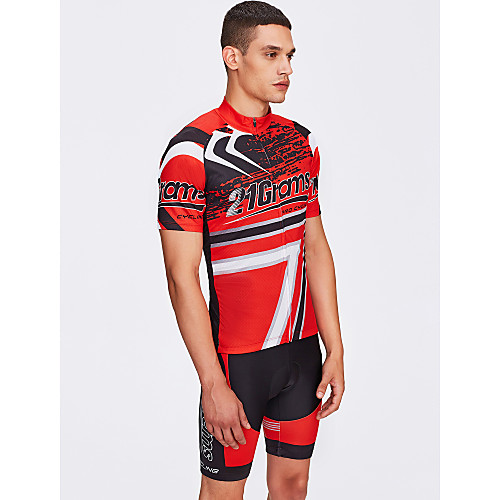 

21Grams Men's Women's Short Sleeve Cycling Jersey with Bib Shorts Red Plus Size Bike Bib Shorts Jersey Bib Tights Breathable 3D Pad Quick Dry Sweat-wicking Sports Polyester Lycra Sports Mountain Bike