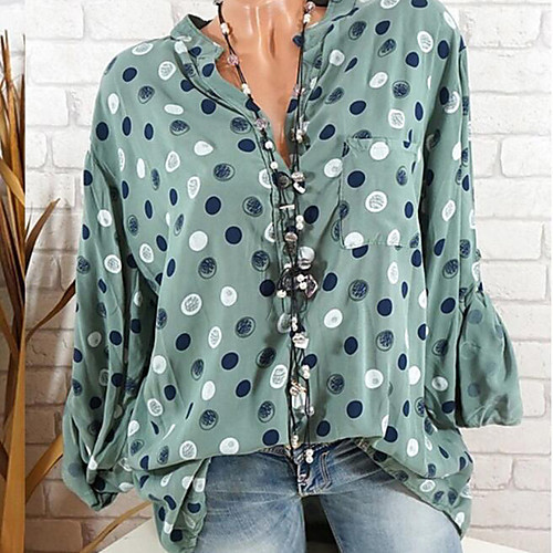 

Women's Shirt Polka Dot Long Sleeve Going out Tops Basic White Black Blue