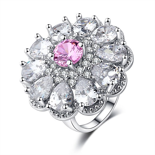

Band Ring Cubic Zirconia Stack Pink Platinum Plated White Gold Flower Ladies Fashion Sweet 1pc 6 7 8 9 10 / Women's