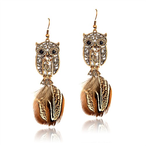 

Women's Drop Earrings Owl Feather Ladies Vintage Feather Earrings Jewelry Gold For Daily 1 Pair