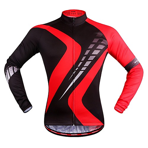 

WOSAWE Women's Men's Long Sleeve Cycling Jersey Winter Polyester Red black Plaid Checkered Bike Jersey Top Mountain Bike MTB Road Bike Cycling Quick Dry Back Pocket Sports Clothing Apparel / Stretchy