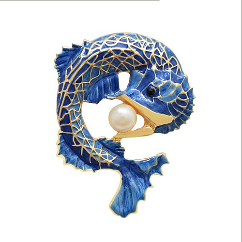 

Women's Brooches Stylish Fish Ladies Stylish Classic Imitation Pearl Brooch Jewelry Blue For Daily