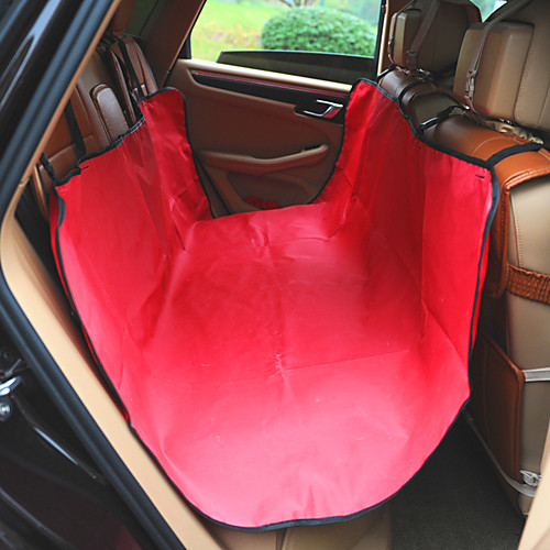 

Dog Car Seat Cover Waterproof Portable Foldable Solid Colored Fabric Stripe Black Red