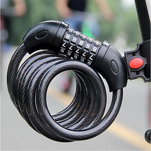 

Bike Cable Lock Extra Long Locking Security Self Coiling Resettable Combination Multipurpose For Road Bike Mountain Bike MTB Cycling Bicycle Copper Steel ABS Black 1 pcs