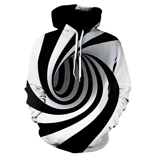 

Men's Plus Size Hoodie Geometric Hooded Daily Hoodies Sweatshirts Long Sleeve Slim White / Fall / Winter