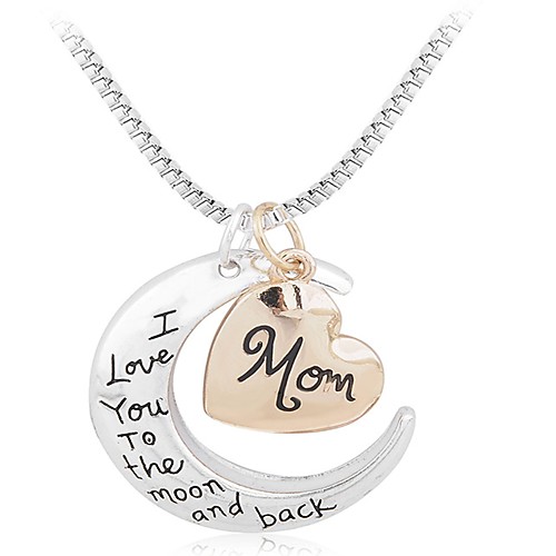 

Women's Pendant Necklace Classic Stylish Engraved Moon Heart Crescent Moon i love you to the moon and back Ladies Fashion Vintage Classic Alloy Silver 41 cm Necklace Jewelry 1pc For Daily Festival