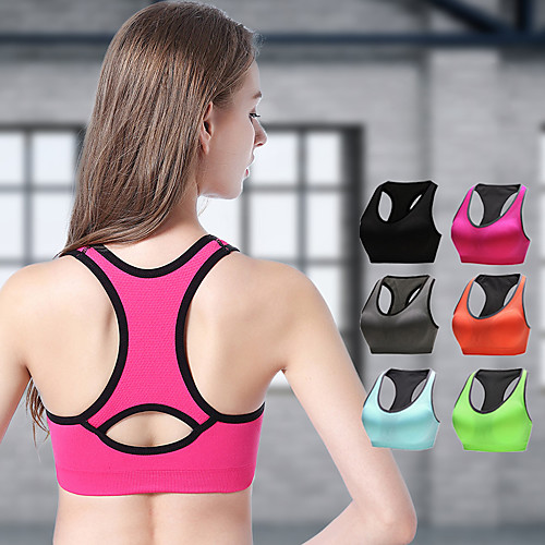 

Women's Sports Bra Top Bra Top Bralette Seamless Nylon Zumba Yoga Fitness Plus Size For Large Breasts Breathable High Impact Freedom Black Fuchsia Blue Grey Green Rose Red Solid Colored / Stretchy