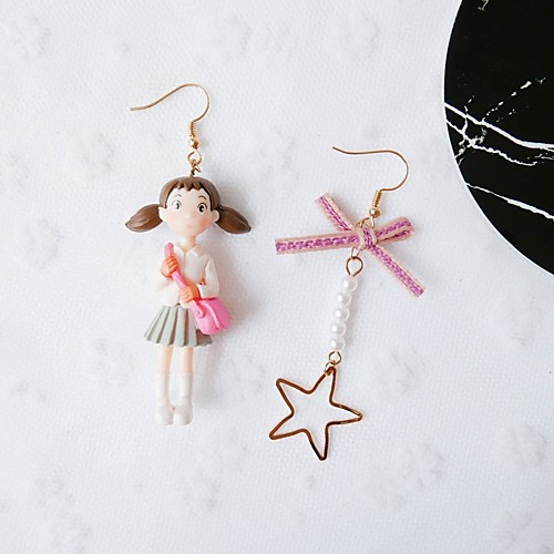 

Women's Mismatch Earrings Stylish Mismatched Princess Pink Ribbon Ladies Stylish Classic Resin Earrings Jewelry Dark Blue / Dark Red / Light Pink For Daily 1 Pair