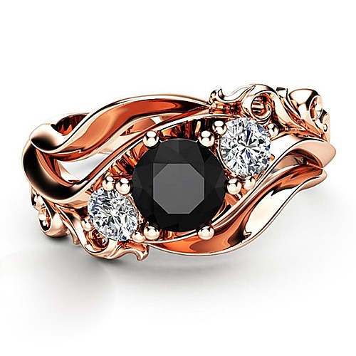 

Band Ring Obsidian Vintage Style Rose Gold Copper Obsidian Rose Gold Plated Petal Ladies Elegant Fashion 1pc 6 7 8 9 10 / Women's / Imitation Diamond