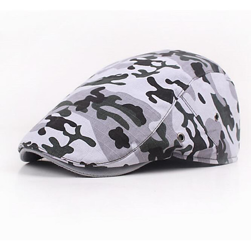 

Men's Basic Polyester Beret Hat-Patchwork Brown Green Gray