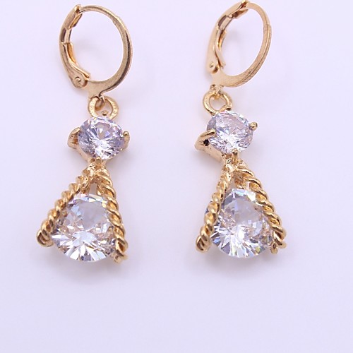 

Women's AAA Cubic Zirconia Drop Earrings 3D Ladies Stylish Classic Earrings Jewelry Gold For Daily 1 Pair