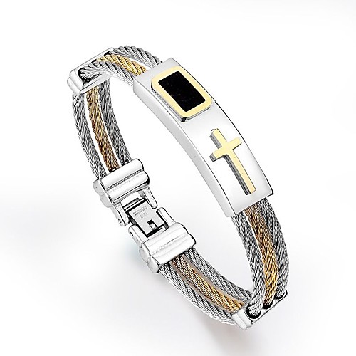 

Men's Hologram Bracelet Stylish Sideways Cross Cross Punk Titanium Steel Bracelet Jewelry Gold / Silver For Daily