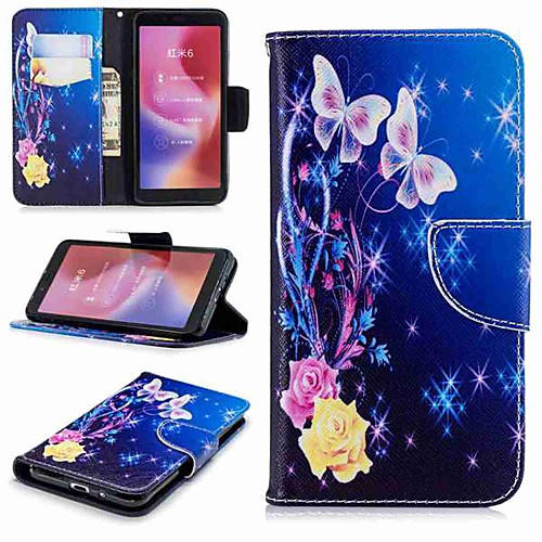 

Case For Xiaomi Xiaomi Redmi Note 5 Pro / Redmi 6A / Redmi 6 Wallet / Card Holder / with Stand Full Body Cases Butterfly Hard PU Leather