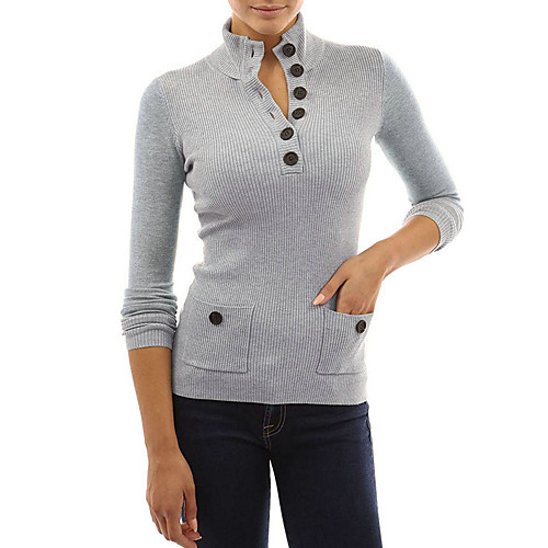 

Women's Blouse Solid Colored Long Sleeve Daily Tops Black Wine Green