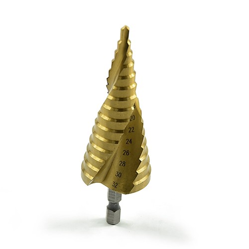 

Spiral groove step drill bit set 4-324-204-12mm titanium plated Hex shank reaming drill pagoda drill