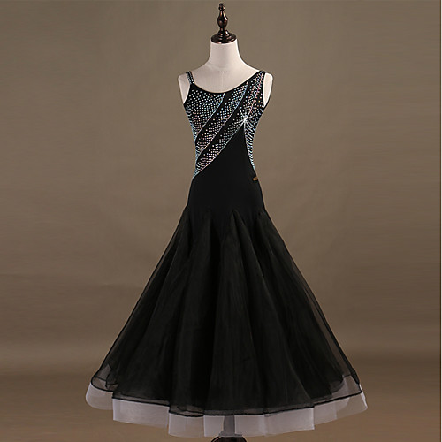 

Ballroom Dance Dress Crystals / Rhinestones Women's Performance Sleeveless Spandex Organza