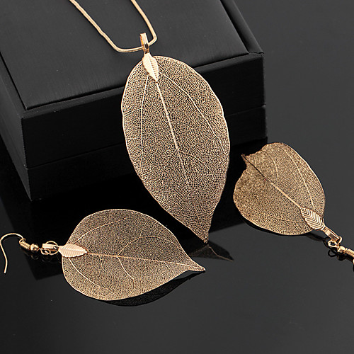 

Women's Hoop Earrings Pendant Necklace Classic Leaf Statement Ladies Elegant Vintage Earrings Jewelry Silver / Gold / Black For Ceremony Evening Party 1 set