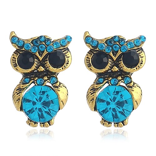 

Women's Stud Earrings 3D Owl Ladies Classic Sweet Rhinestone Earrings Jewelry Gold For Daily 1 Pair