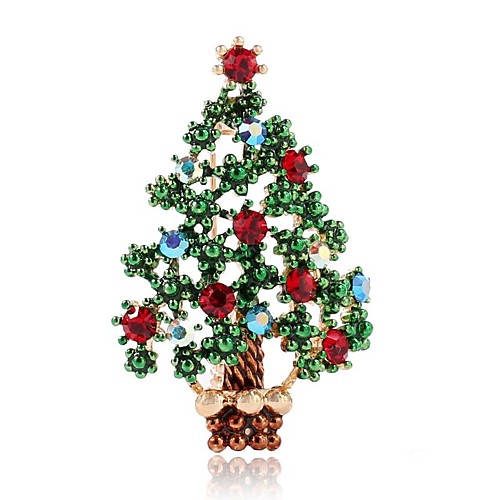

Women's Brooches Classic Cut Out Christmas Tree Ladies Simple Classic Brooch Jewelry Green For Christmas