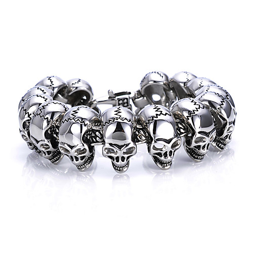 

Men's Chain Bracelet Handmade Link Bracelet Vintage Style Skull Statement Trendy Initial Titanium Steel Bracelet Jewelry Silver For Street Night out&Special occasion / Steel Stainless