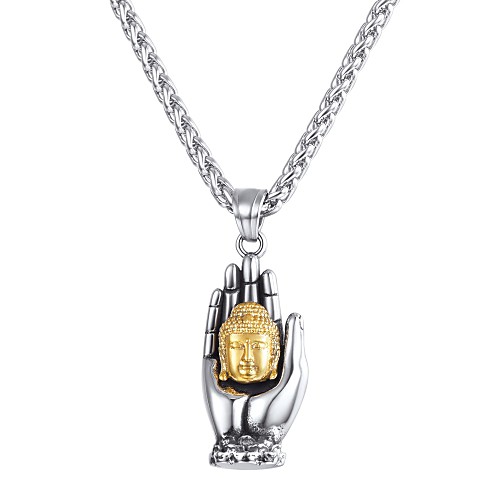 

Men's Pendant Necklace Classic franco chain Hand Buddha Vintage Classic Stainless Steel Silver 55 cm Necklace Jewelry 1pc For Gift Daily