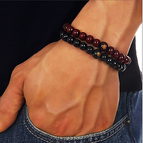 

Men's Bead Bracelet Beads Buddha Chakra Simple Casual / Sporty equilibrio Wooden Bracelet Jewelry Red / Black / Brown 2 For Street Daily Going out