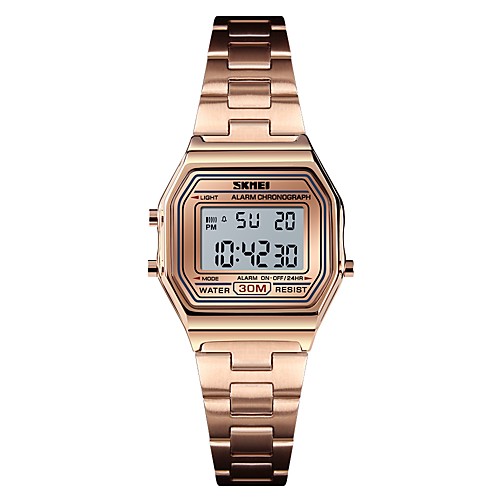 

SKMEI Women's Sport Watch Military Watch Gold Watch Digital Stainless Steel Silver / Gold / Rose Gold 30 m Alarm Calendar / date / day Chronograph Digital Ladies Casual Fashion - Silver Golden Rose