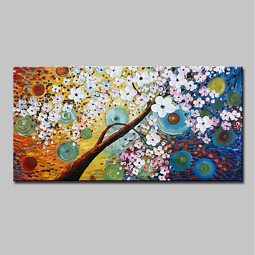 

Oil Painting Hand Painted Horizontal Abstract Floral / Botanical Modern Stretched Canvas