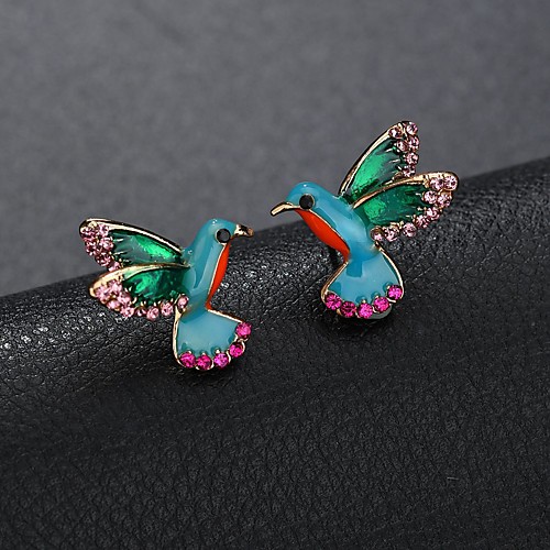 

Women's Stud Earrings Sculpture Mini Bird Ladies Cartoon Cute Rhinestone Earrings Jewelry Rainbow For Daily Going out 1 Pair
