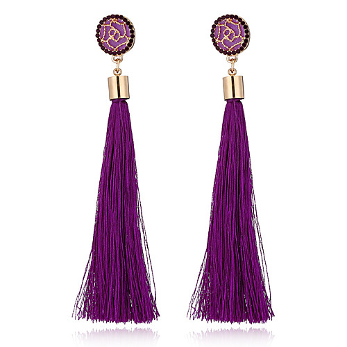 

Women's Drop Earrings Dangle Earrings Hanging Earrings Tassel Fringe Long Roses Flower Ladies Elegant Bohemian Fashion European Rhinestone Earrings Jewelry Purple / Yellow / Red For Party Causal 1