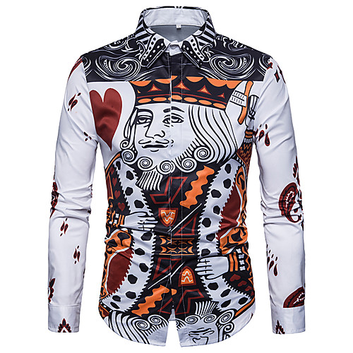 

Men's Plus Size Geometric Shirt Vintage Daily White / Long Sleeve
