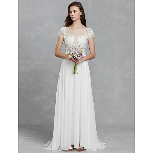 

Mermaid / Trumpet Wedding Dresses Bateau Neck Sweep / Brush Train Satin Long Sleeve Mordern Backless with Buttons 2021