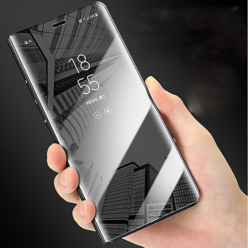 

Phone Case For Samsung Galaxy Full Body Case Leather Flip Note 9 Note 8 with Stand Mirror Flip Solid Color Hard PU Leather