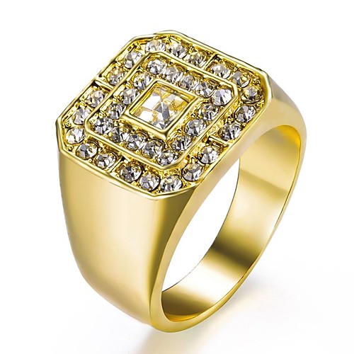 

Ring Classic Gold Rhinestone Gold Plated Stylish Classic 1pc 8 9 10 11 / Men's