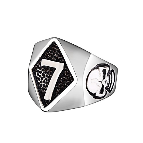

Ring AAA Cubic Zirconia Sculpture Silver Steel Stainless Skull Number Punk Army 1pc 8 9 10 11 / Men's