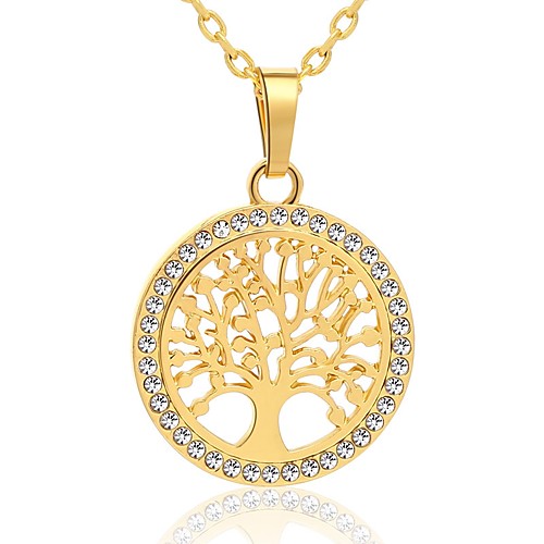 

Men's Pendant Necklace Hollow Out life Tree Geometric Unique Design Rhinestone Gold Plated Alloy Gold Silver 55 cm Necklace Jewelry 1pc For Daily Street